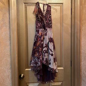 Haute Hippie muti colored deep purple/orange/white tiered midi dress size:xs